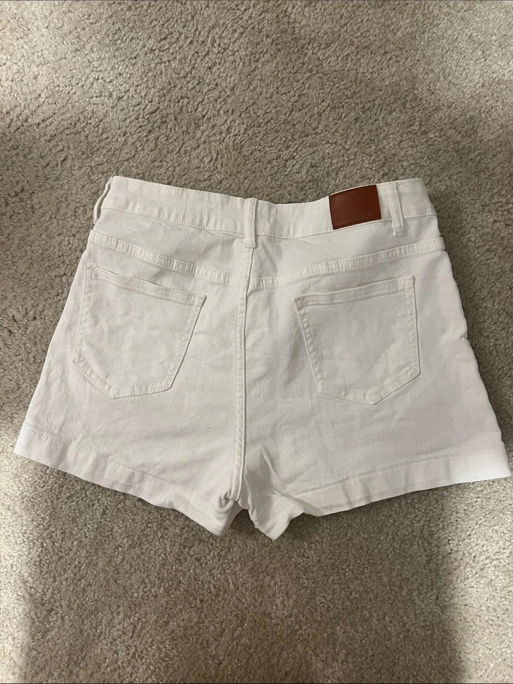 High-Waist White Jean Shorts Sz Large